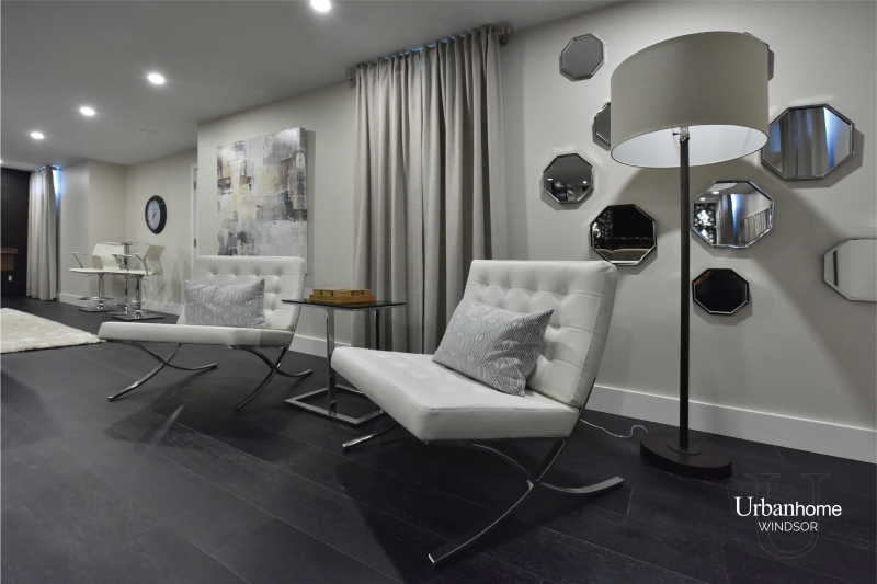Game room in a basement modern interior design project