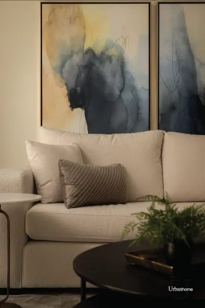 Elegant Living Room Sofa with Layered Textures