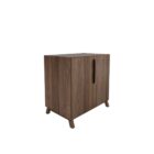 Contemporary walnut cabinet with two vertical doors and minimalist silhouette.