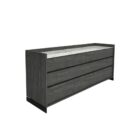 Modern dark wood dresser with clean lines, three spacious drawers, and a marble top.