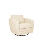 Modern swivel glider armchair with plush cushions and textured upholstery