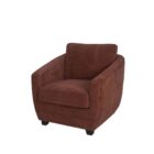 Modern club chair with plush cushions, curved arms, and dark wooden legs.