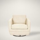 Modern swivel glider armchair with plush cushions and textured upholstery