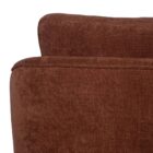 Modern club chair with plush cushions, curved arms, and dark wooden legs.