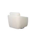 Modern white swivel glider armchair with plush cushions and textured upholstery