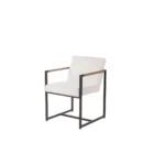 The LH Imports Breve Dining Chair features a softly curved upholstered seat in a neutral tone, supported by warm wood legs with a mid-century silhouette.
