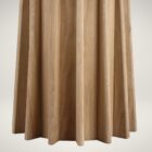 A round natural wood dining table with a sculptural, fluted pedestal base, styled on a soft neutral background.