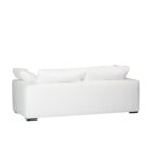 Plush white two-seat sofa with deep cushions, oversized arms, and a minimalist silhouette.