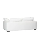 Plush white two-seat sofa with deep cushions, oversized arms, and a minimalist silhouette.