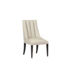 rinity Dining Chair, featuring a vertically channeled backrest, smooth cream upholstery, and tapered dark wood legs.