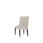 rinity Dining Chair, featuring a vertically channeled backrest, smooth cream upholstery, and tapered dark wood legs.