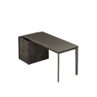 Modern charcoal-stained desk with matte black top and integrated three-drawer pedestal.