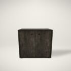 Dark wood 2-door cabinet with clean lines and minimalist design.