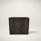 Dark wood 2-door cabinet with clean lines and minimalist design.