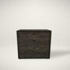 Dark wood 3-door cabinet with clean lines and minimalist design.
