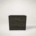 Dark wood 3-door cabinet with clean lines and minimalist design.