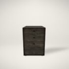 Tall 3-drawer charcoal wood cabinet with minimalist, modern line
