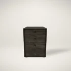 Tall 3-drawer charcoal wood cabinet with minimalist, modern line