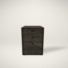 Tall 3-drawer charcoal wood cabinet with minimalist, modern line