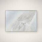 Abstract textured wall art in soft neutral tones with white, cream, and subtle grey hues, featuring raised detailing for depth and dimension.