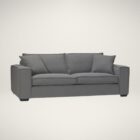 Contemporary deep-seat sofa in earthy olive-brown upholstery with wide arms and four plush back cushions.