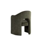 Anaya Dining Armchair in rich forest green velvet with a sculptural arch-back silhouette and solid base design.