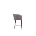 Asher counter stool with upholstered seat and backrest, black tapered legs, and gold foot caps.