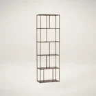 Modern bronze-finished Eiffel bookcase featuring open geometric shelving design.