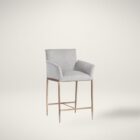Gesa Stool with grey upholstered seat and gold-finished legs
