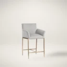 Gesa Stool with grey upholstered seat and gold-finished legs