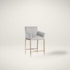 Gesa Stool with grey upholstered seat and gold-finished legs