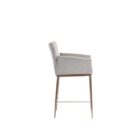 Gesa Stool with grey upholstered seat and gold-finished legs