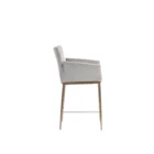 Gesa Stool with grey upholstered seat and gold-finished legs