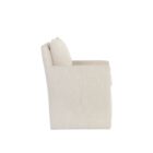 Glenrose Wheeled Dining Chair in a soft, ivory textured fabric with a boxed frame and recessed arms.