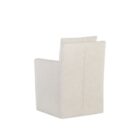 Glenrose Wheeled Dining Chair in a soft, ivory textured fabric with a boxed frame and recessed arms.