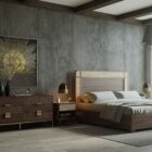 Dark wood dresser with six spacious drawers and elegant metal hardware.