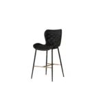 Diamond-stitched black leather seat upholstery, with quilted seat and brass footrest.