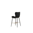 Diamond-stitched black leather seat upholstery, with quilted seat and brass footrest.