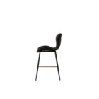 Diamond-stitched black leather seat upholstery, with quilted seat and brass footrest.