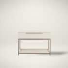 Rebel Nightstand – Large featuring a sleek ivory-toned drawer box, taupe metal frame, and open bottom shelf.