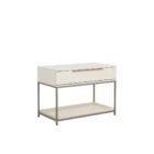 Rebel Nightstand – Large featuring a sleek ivory-toned drawer box, taupe metal frame, and open bottom shelf.