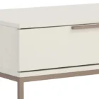 Rebel Nightstand – Large featuring a sleek ivory-toned drawer box, taupe metal frame, and open bottom shelf.