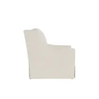 Classic ivory upholstered swivel chair with tailored slipcover and gently sloped arms