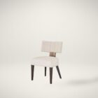 Loleta Side Chair with cream seat upholstery, channeled backrest, and tapered dark wood legs.