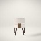 Loleta Side Chair with cream seat upholstery, channeled backrest, and tapered dark wood legs.
