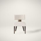 Loleta Side Chair with cream seat upholstery, channeled backrest, and tapered dark wood legs.