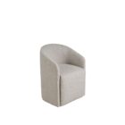 Marlow Dining Chair in soft grey fabric with modern curved silhouette.