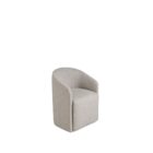 Marlow Dining Chair in soft grey fabric with modern curved silhouette.