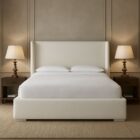 Upholstered Restore Bed with wingback headboard and clean lines.