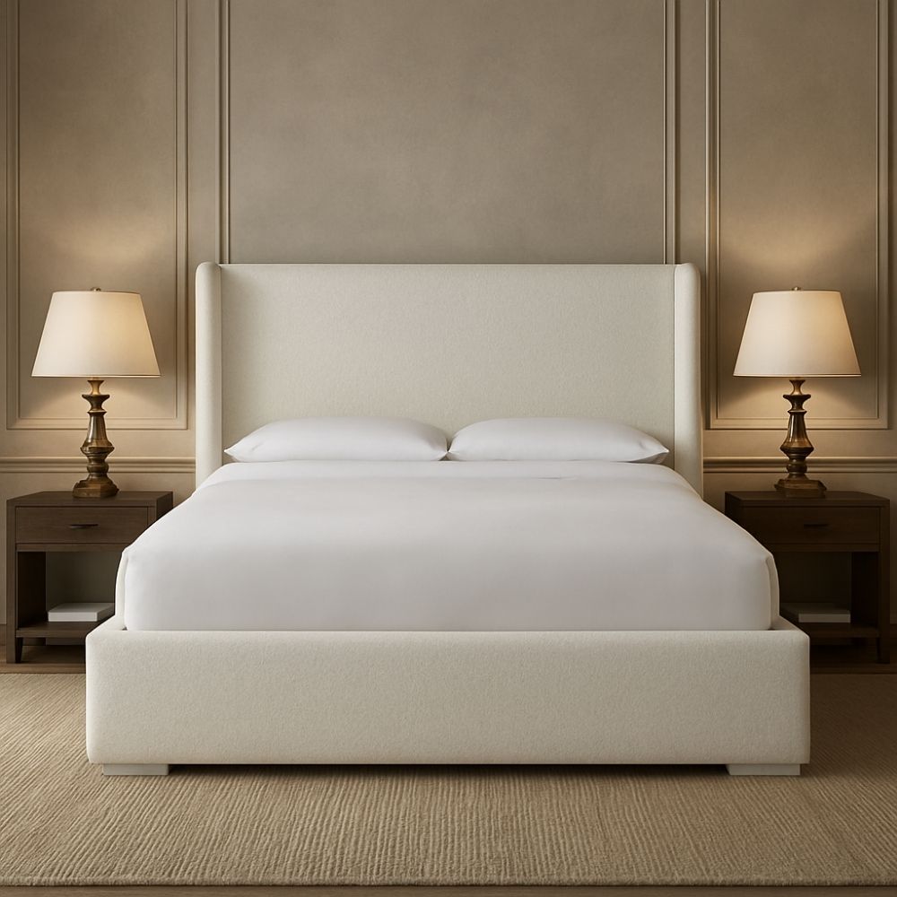 Upholstered Restore Bed with wingback headboard and clean lines.